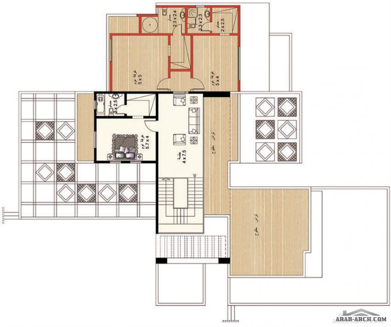 مخطط الفيلا رقم التصميم P2 من مبادرة بيتى 818 متر مربع