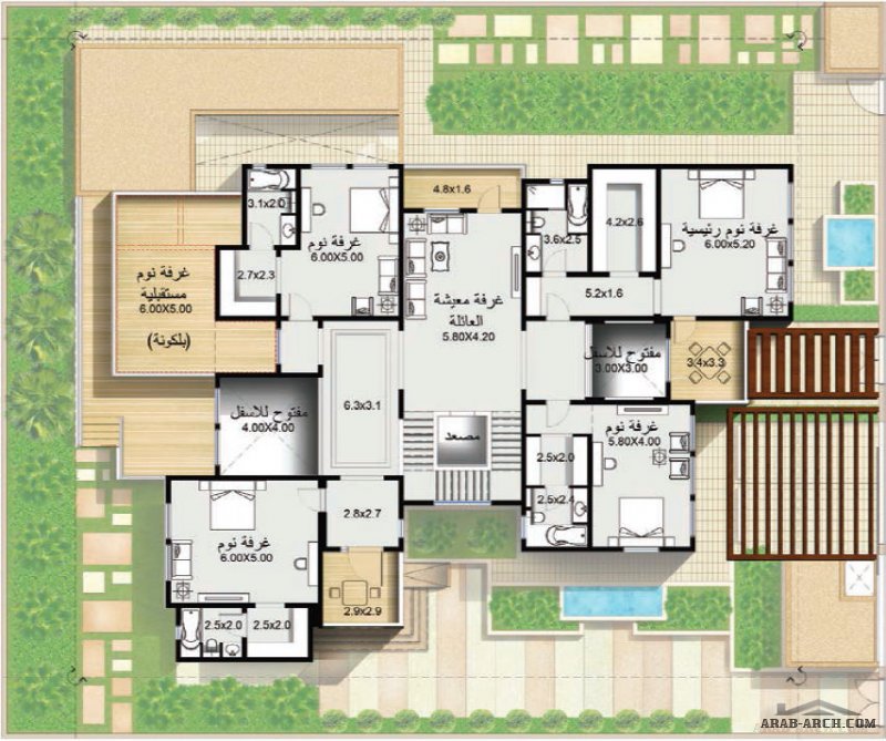 مخطط الفيلا رقم التصميم M1 من مبادرة بيتى 814 متر  مربع 5 غرف نوم