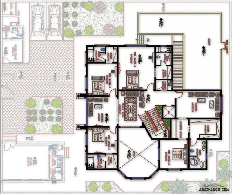 مخطط الفيلا رقم التصميم Y1 من مبادرة بيتى 984 متر مربع 5 غرف نوم