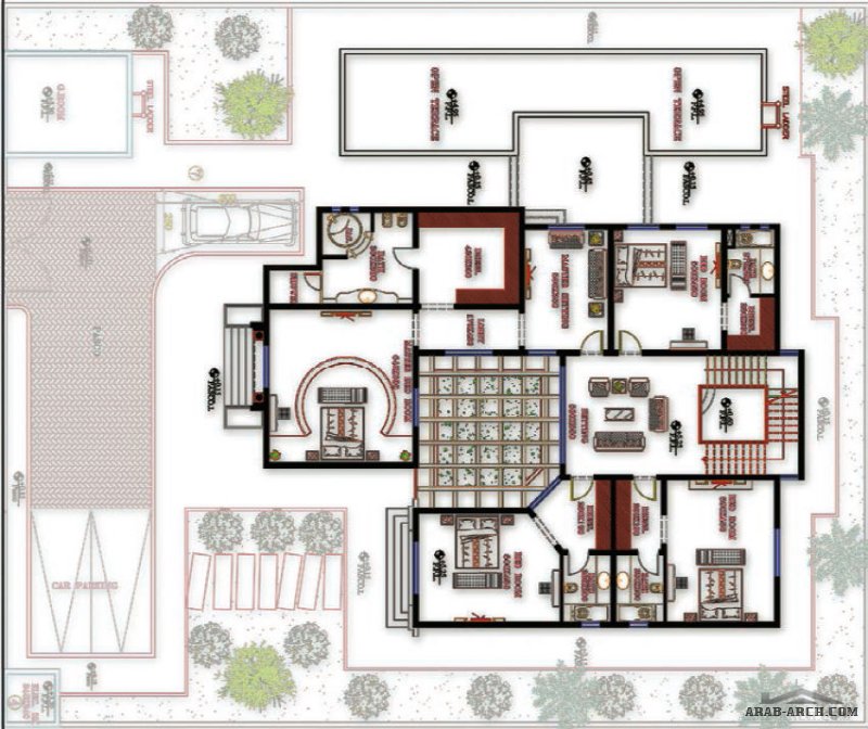 مخطط الفيلا رقم التصميم Y6 من مبادرة بيتى 729 متر مربع 5 غرف نوم