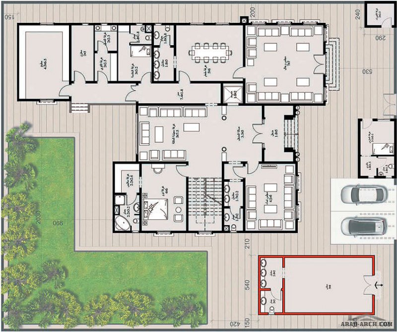 مخطط الفيلا رقم التصميم A1 من مبادرة بيتى 659 متر مربع 5 غرف نوم