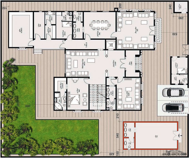 مخطط الفيلا رقم التصميم A1 من مبادرة بيتى 659 متر مربع 5 غرف نوم