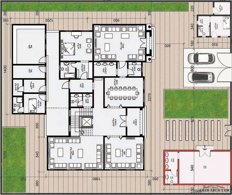 مخطط الفيلا رقم التصميم A5  من مبادرة بيتى 605 متر مربع 5 غرف نوم