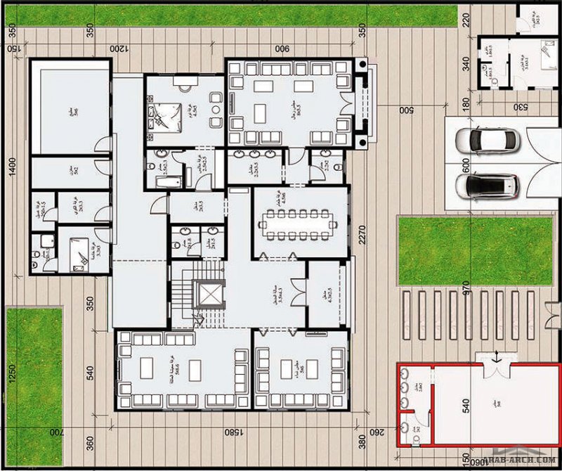 مخطط الفيلا رقم التصميم A5  من مبادرة بيتى 605 متر مربع 5 غرف نوم