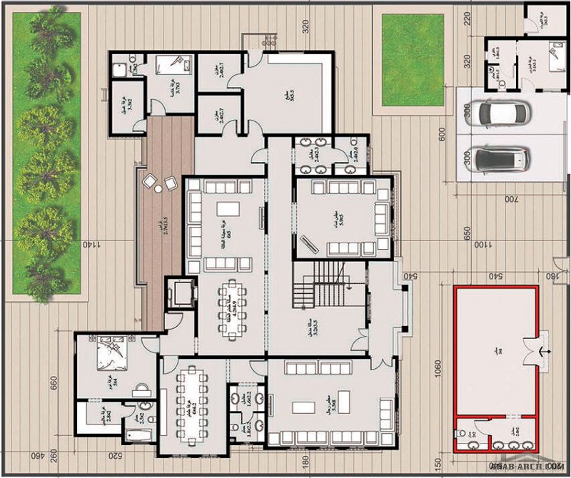 مخطط الفيلا رقم التصميم A4 من مبادرة بيتى 681 متر مربع 5 غرف نوم