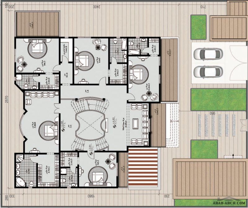 مخطط الفيلا رقم التصميم A71 من مبادرة بيتى917 متر مربع 5 غرف نوم
