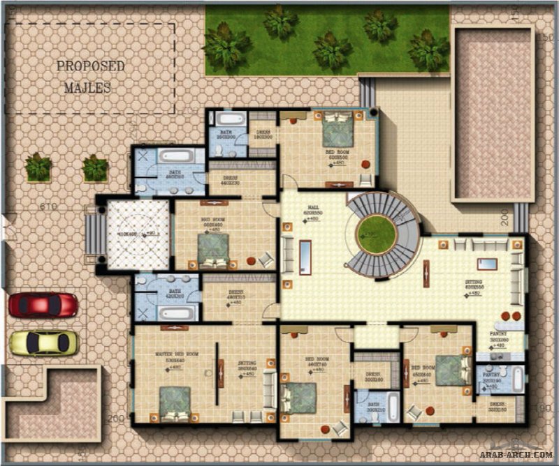 مخطط الفيلا رقم التصميم I1 من مبادرة بيتى 1024 متر مربع 6 غرف نوم