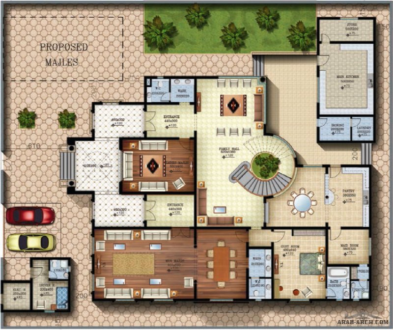 مخطط الفيلا رقم التصميم I1 من مبادرة بيتى 1024 متر مربع 6 غرف نوم