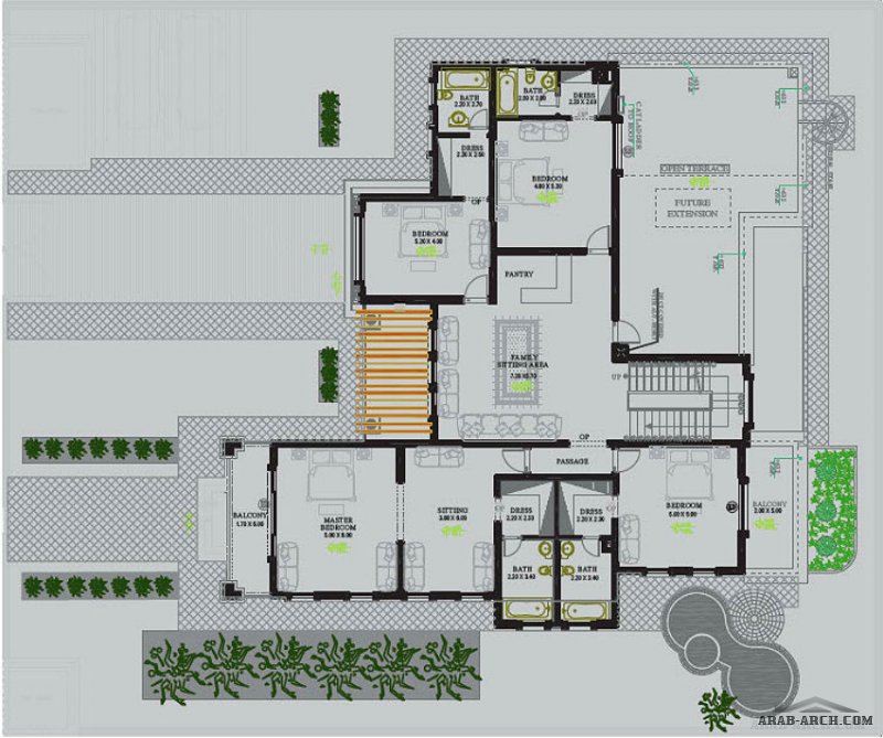 مخطط الفيلا رقم التصميم D4 من مبادرة بيتى 711 متر مربع 6 غرف نوم