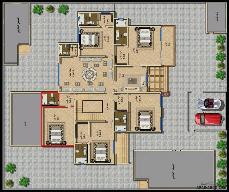 مخطط الفيلا رقم التصميم Z1 من مبادرة بيتى 927 متر مربع 5 غرف نوم