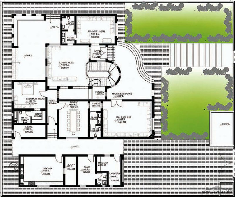 مخطط الفيلا رقم التصميم B2 من مبادرة بيتى 729 متر مربع 6 غرف نوم