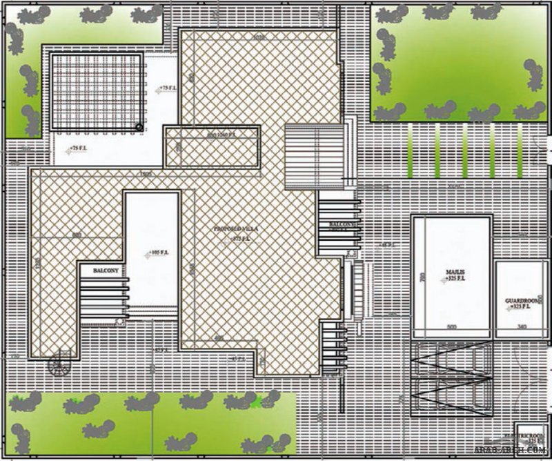 مخطط الفيلا رقم التصميم B3 من مبادرة بيتى 708 متر مربع 6 غرف نوم