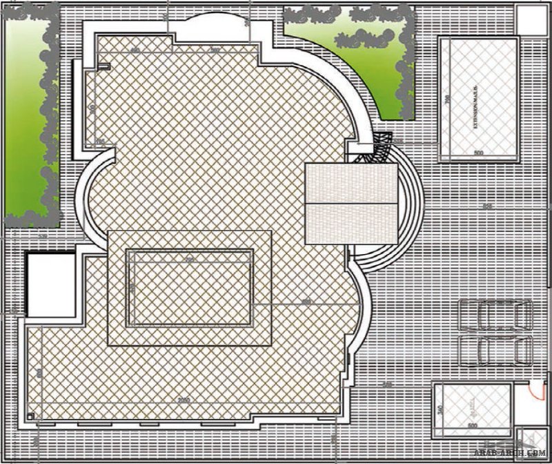 مخطط الفيلا رقم التصميم B6 من مبادرة بيتى 850 متر مربع 6 غرف نوم