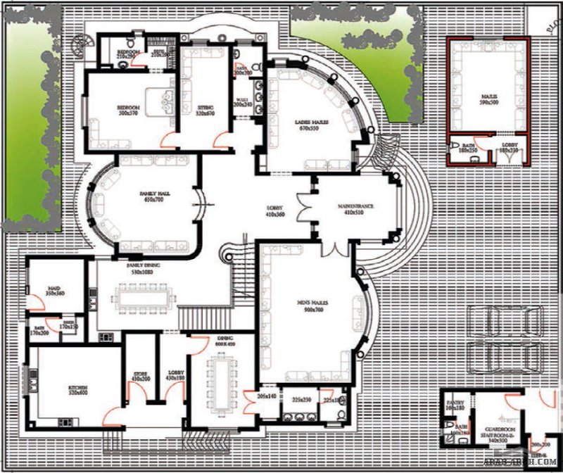 مخطط الفيلا رقم التصميم B6 من مبادرة بيتى 850 متر مربع 6 غرف نوم