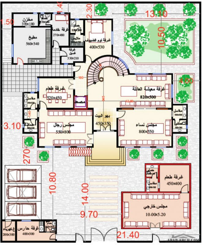 مخطط الفيلا رقم التصميم H4 من مبادرة بيتى 745 متر مربع 7 غرف نوم