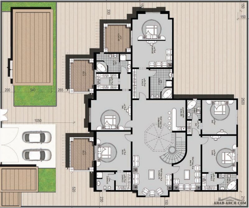 مخطط الفيلا رقم التصميم A9 من مبادرة بيتى 1003 متر مربع 7 غرف نوم