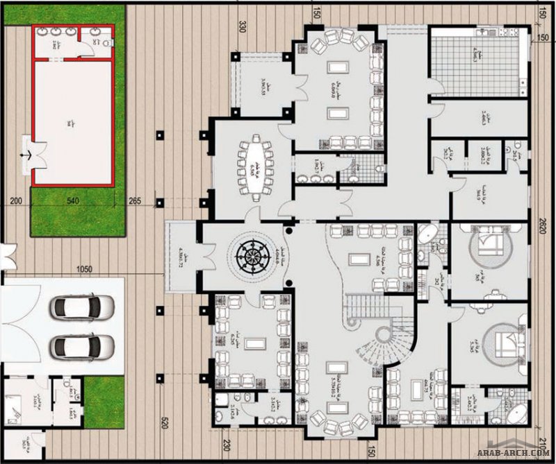 مخطط الفيلا رقم التصميم A9 من مبادرة بيتى 1003 متر مربع 7 غرف نوم
