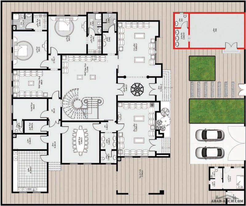 مخطط الفيلا رقم التصميم A 8 من مبادرة بيتى 1019 متر مربع 8 غرف نوم