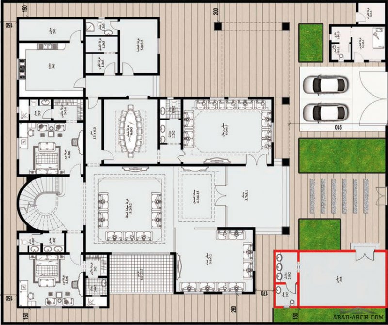 مخطط الفيلا رقم التصميم A12 من مبادرة بيتى 929 متر مربع 7 غرف نوم