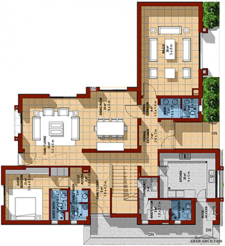 نموذج المخطط لفيلا  مشروع  استدامة الامارات العربية - 5 غرف نوم ماستر