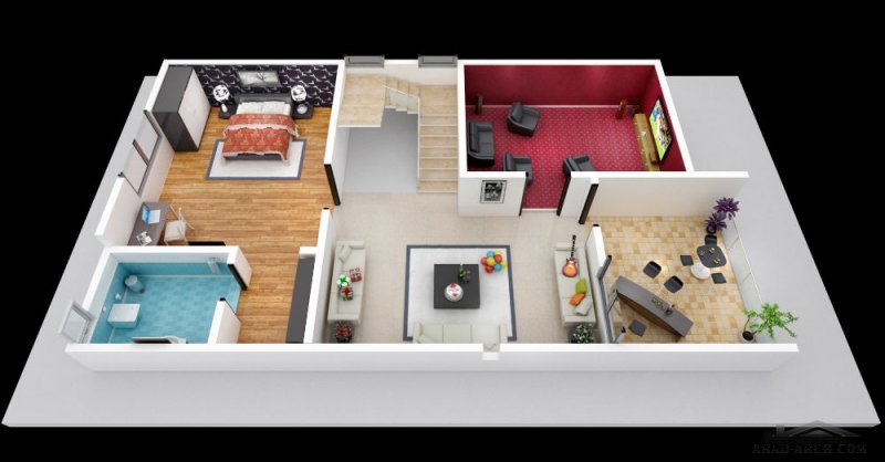 مخطط فيلا صغيرة المساحه 3 طوابق - Independent Villas floor plans 3d