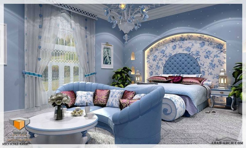 غرفة نوم زرقاء من اعمال الرايقى