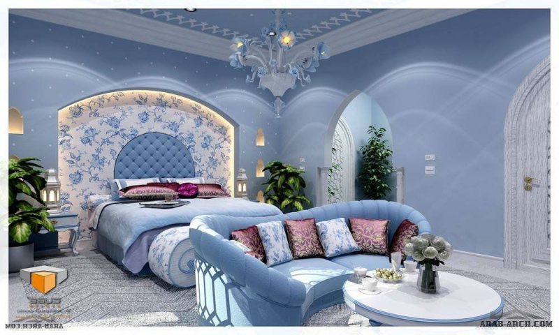 غرفة نوم زرقاء من اعمال الرايقى